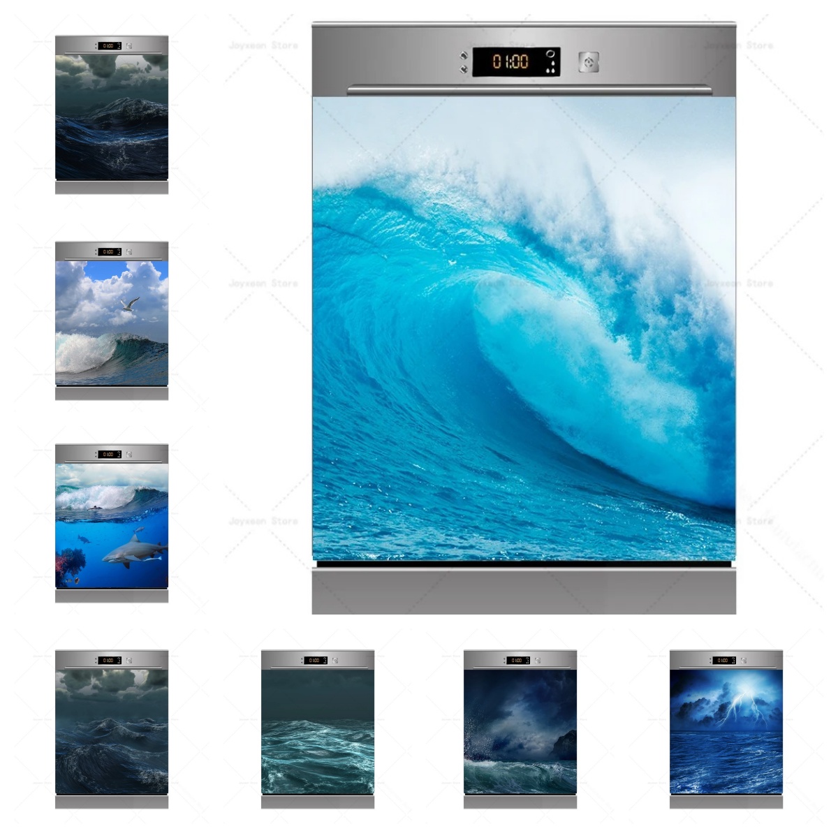 Kitchen Baking Cabinet - Ocean Wave Shark Dishwasher Stickers Waterproof