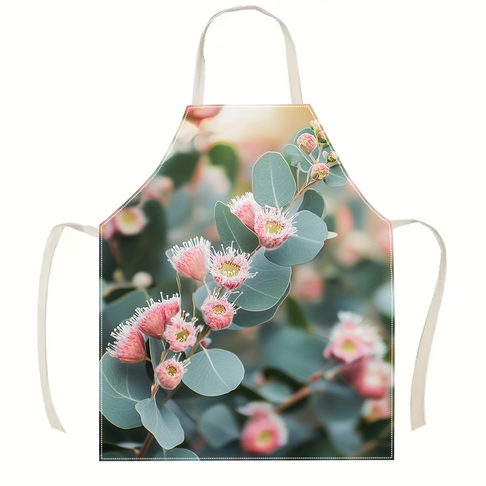 Kitchen Baking Area Ideas - 1pc Linen Apron Eucalyptus Flower Print