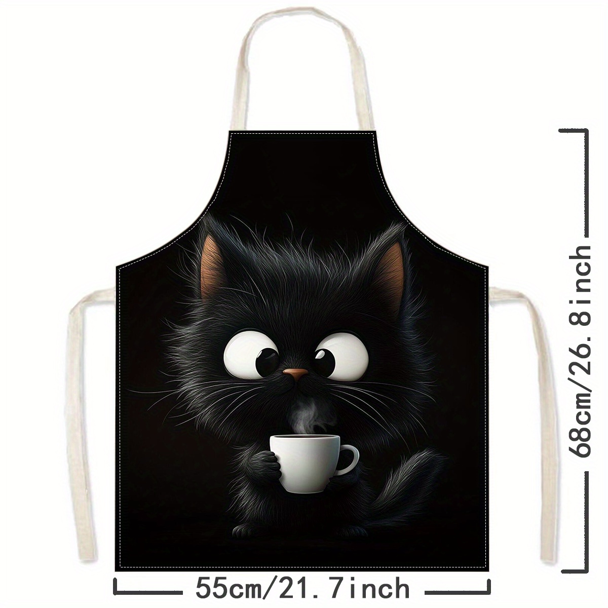Kitchen Baking Area Ideas - 1pc Cute Black Cat with Coffee