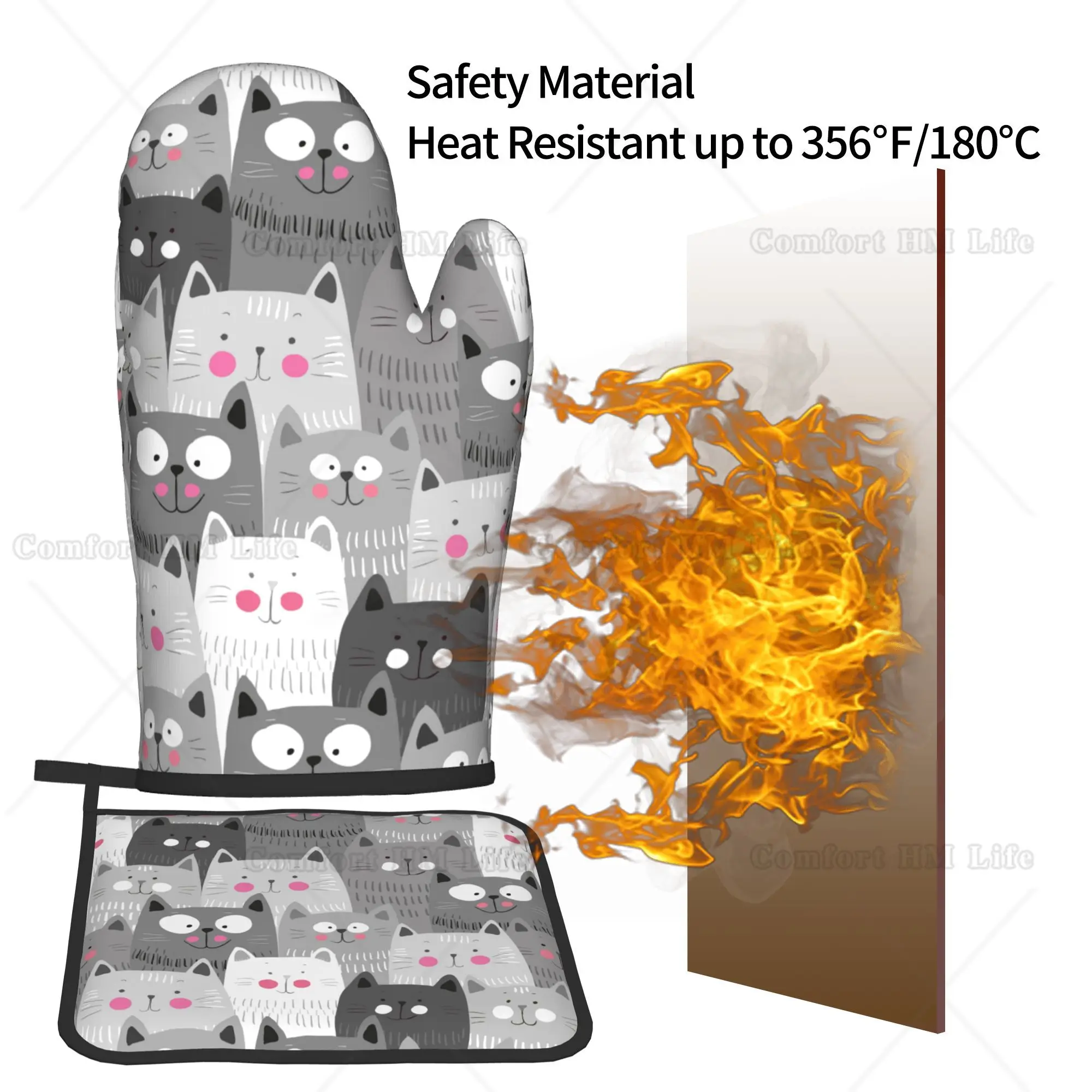 Cute Cats Oven Mitts and Pot H – Kitchen Baking Counter recenzja i cena