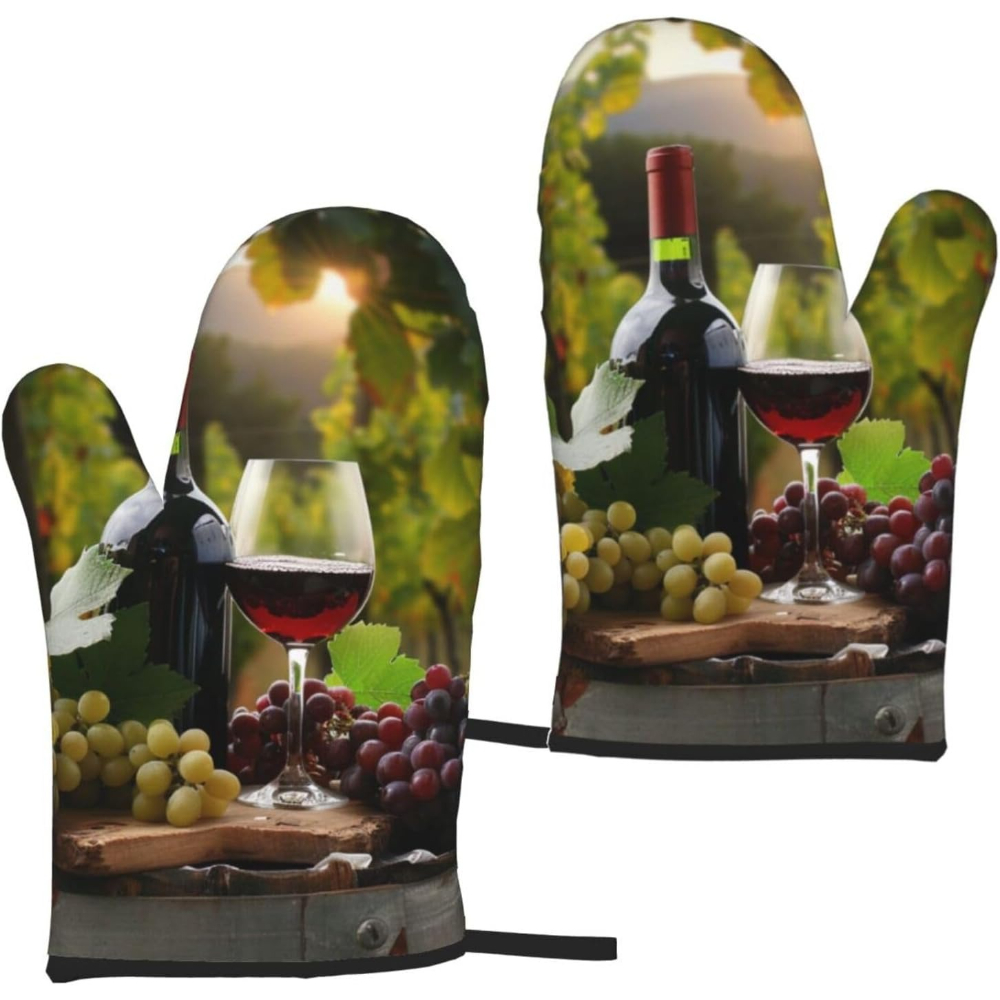 Red Wine Printed Oven Mitts 2p – Kitchen Baking Area Ideas recenzja i cena