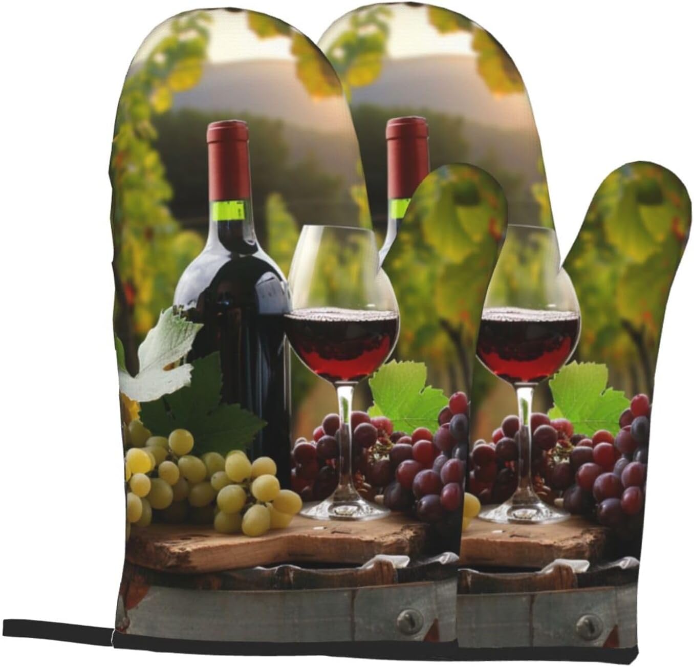 Red Wine Printed Oven Mitts 2p – Kitchen Baking Area Ideas recenzja i cena