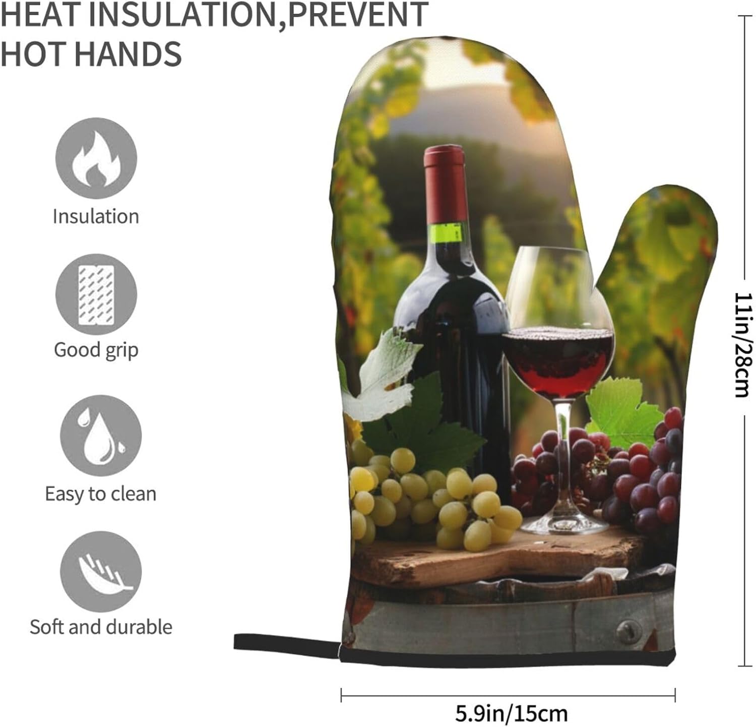 Red Wine Printed Oven Mitts 2p – Kitchen Baking Area Ideas recenzja i cena