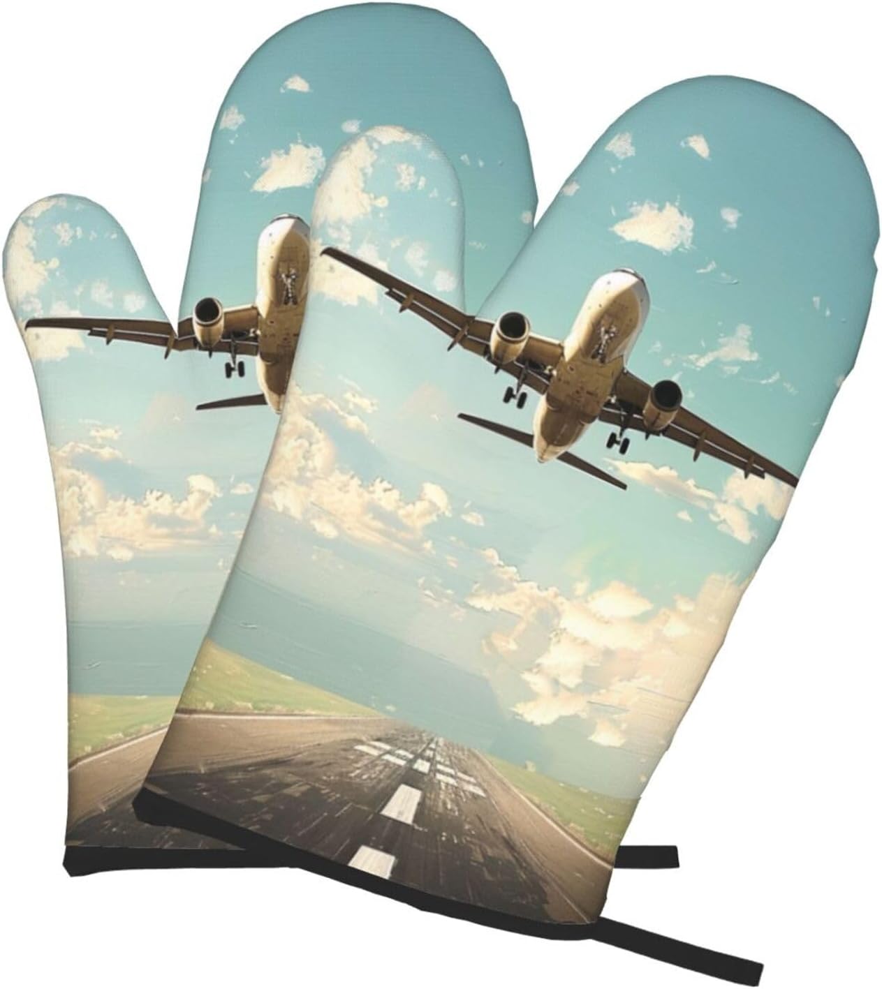 Airplane Printed Oven Mitts 2p – Kitchen Baking Area Ideas recenzja i cena