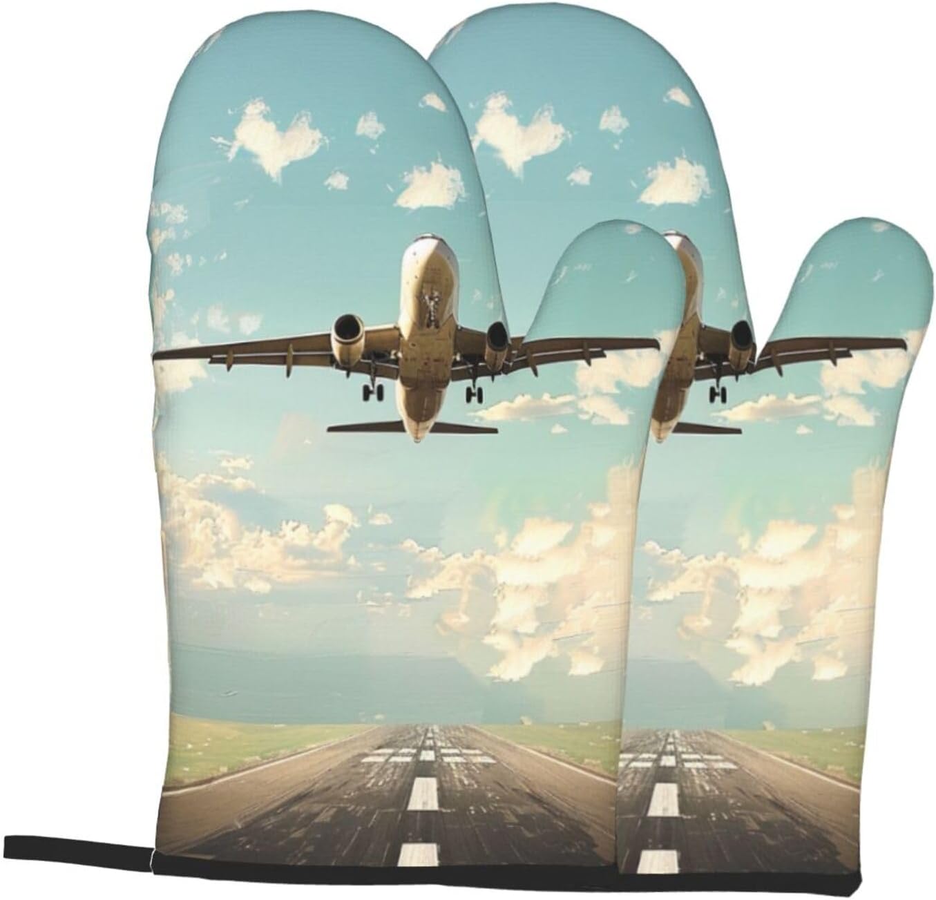 Airplane Printed Oven Mitts 2p – Kitchen Baking Area Ideas recenzja i cena