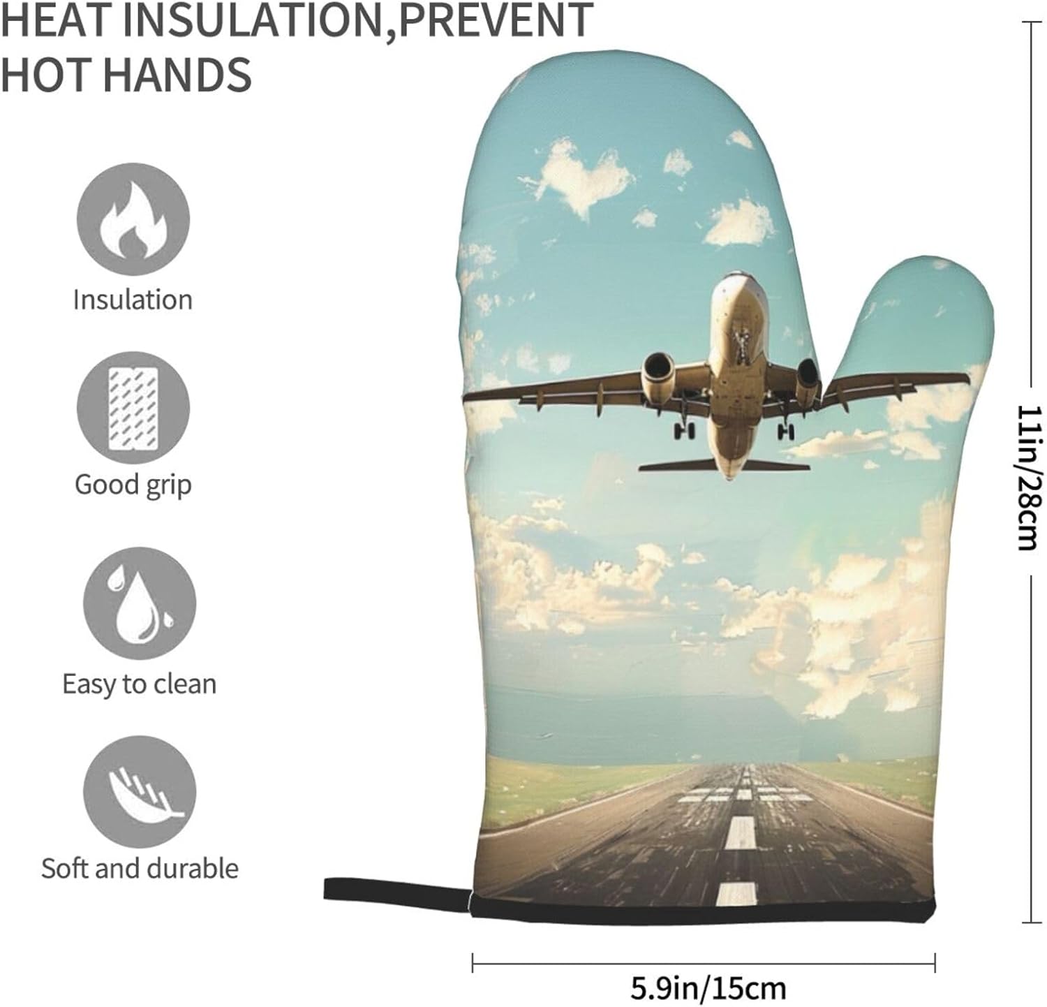 Airplane Printed Oven Mitts 2p – Kitchen Baking Area Ideas recenzja i cena