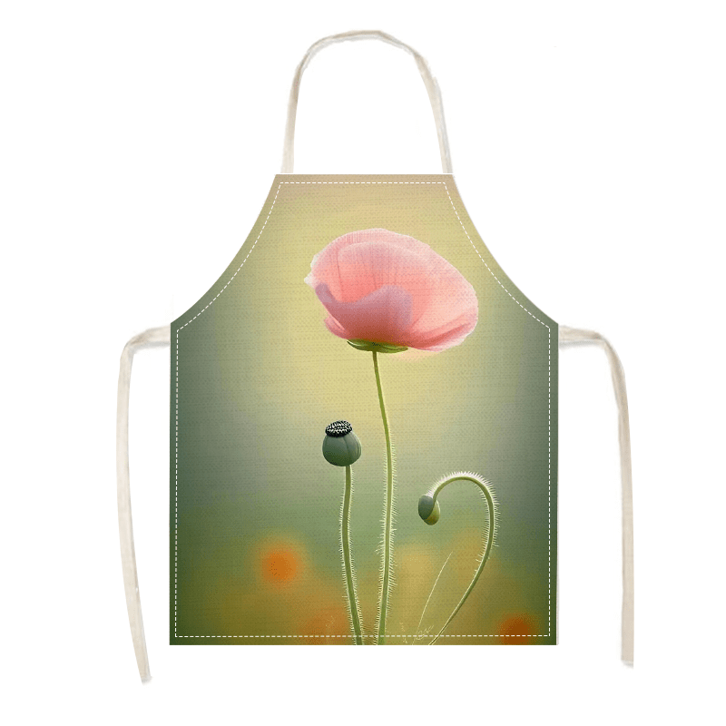 Linen Apron Pink Poppy Flower  – Kitchen Baking Area Ideas recenzja i cena