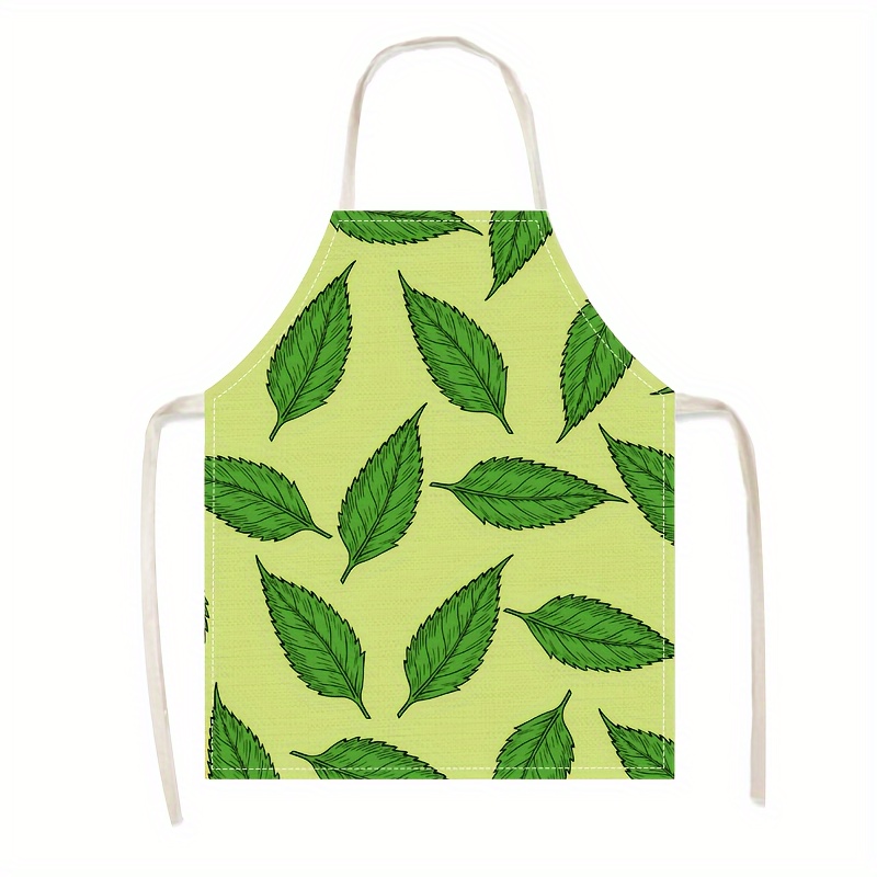 1pc Linen Apron Green Leaf Pat – Kitchen Baking Area Ideas recenzja i cena