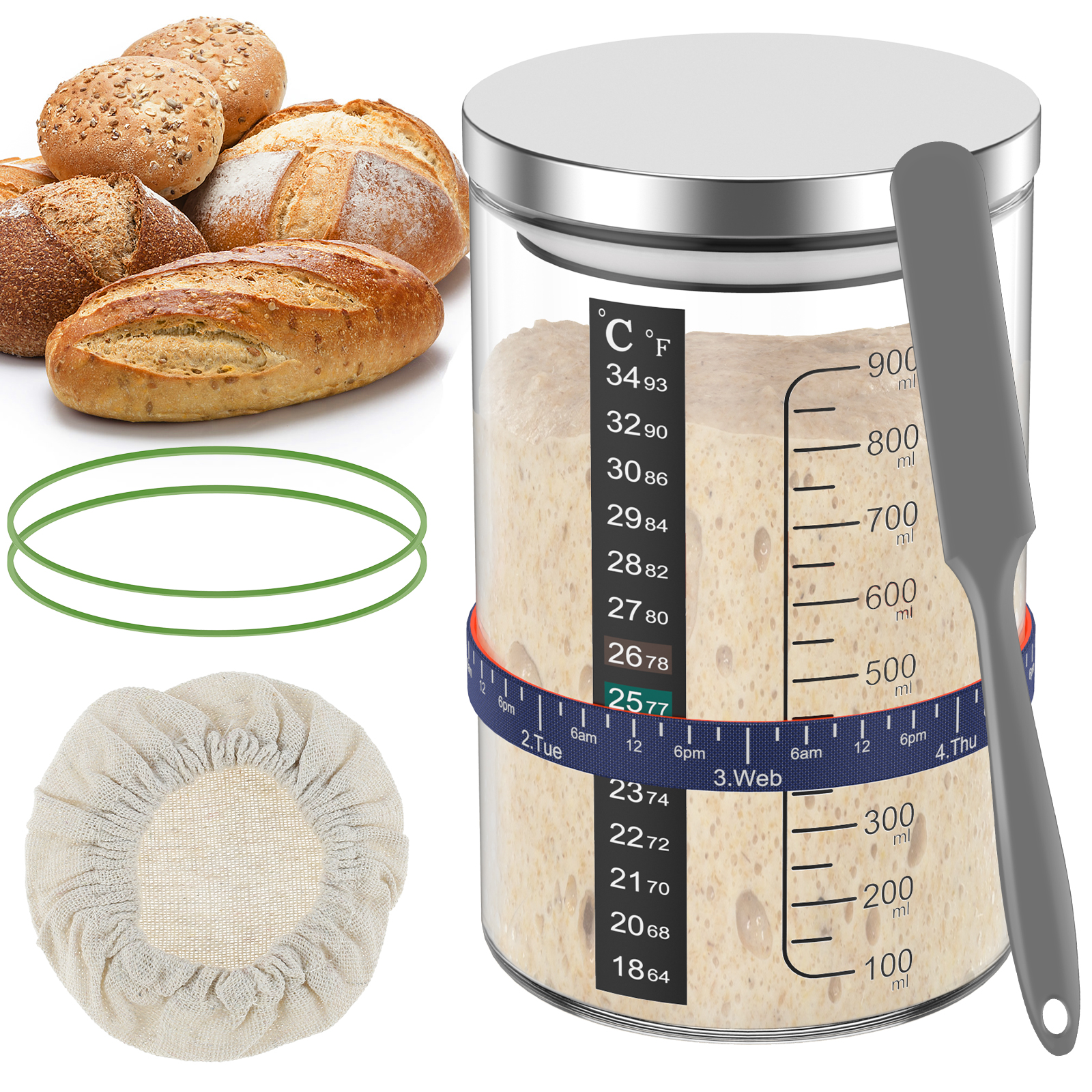 Sourdough Starter Jar Kit 900m – Kitchen Baking Storage Containers recenzja i cena