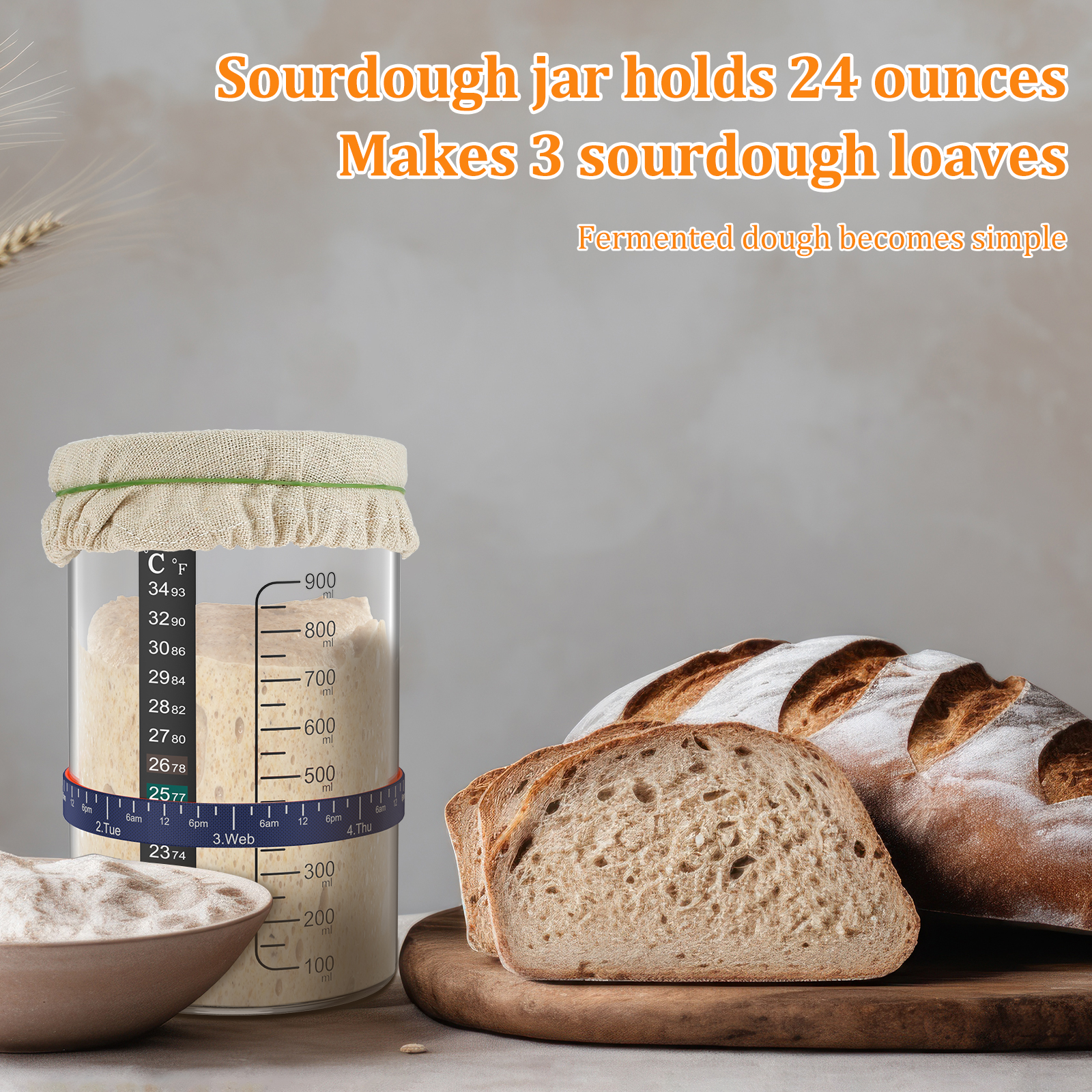 Sourdough Starter Jar Kit 900m – Kitchen Baking Storage Containers recenzja i cena