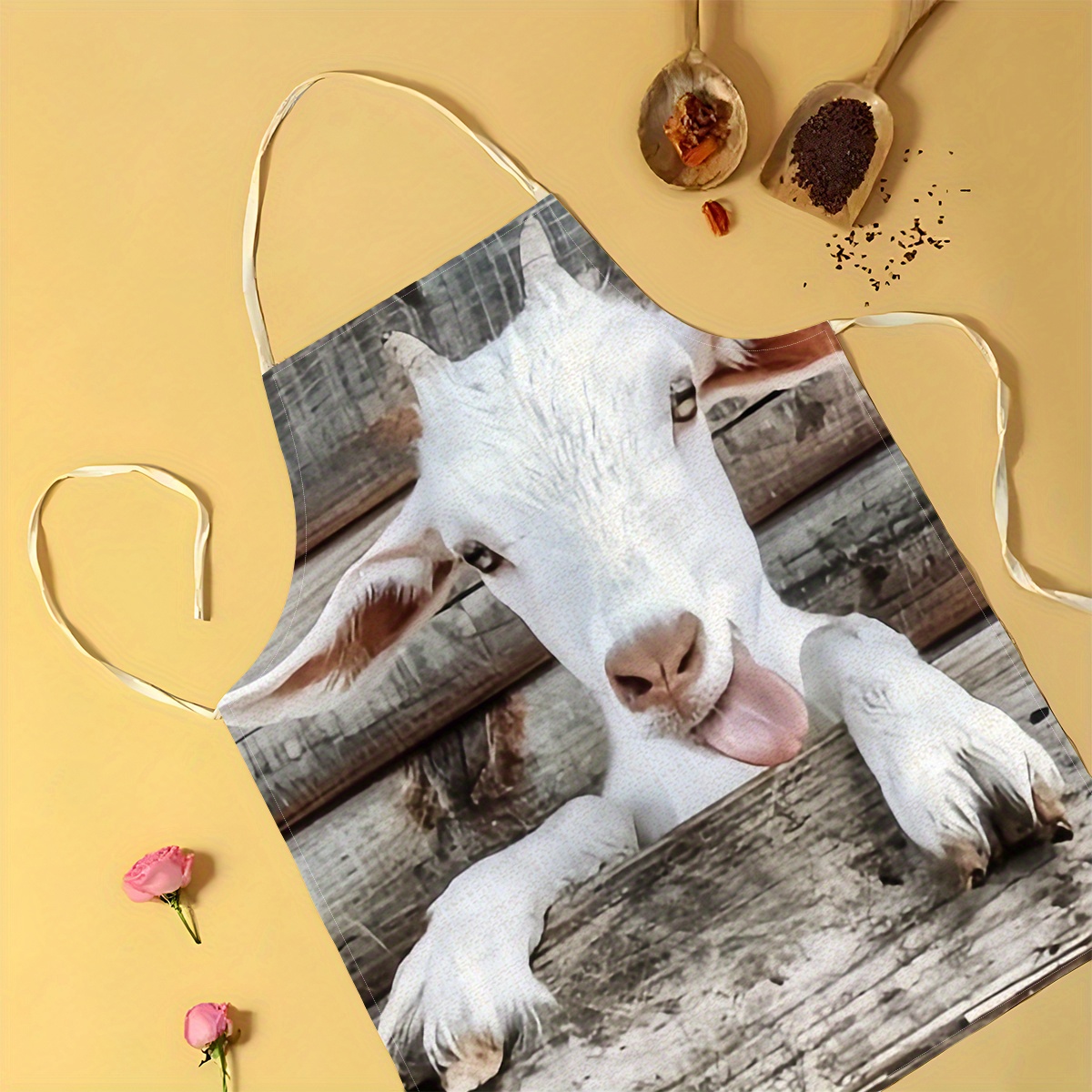 Linen Apron Funny Goat Print K – Kitchen Baking Area Ideas recenzja i cena