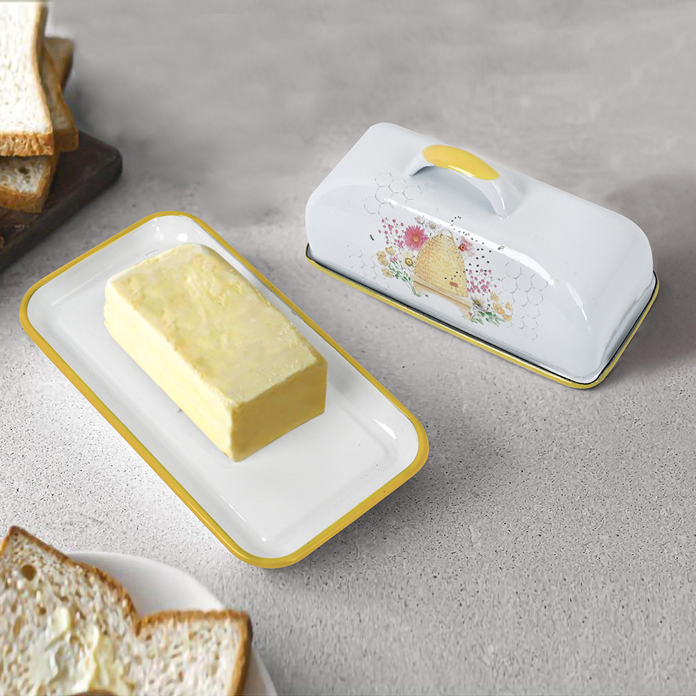 Menschy Enamel Butter Dish Che – Kitchen Baking Tray Organizer recenzja i cena