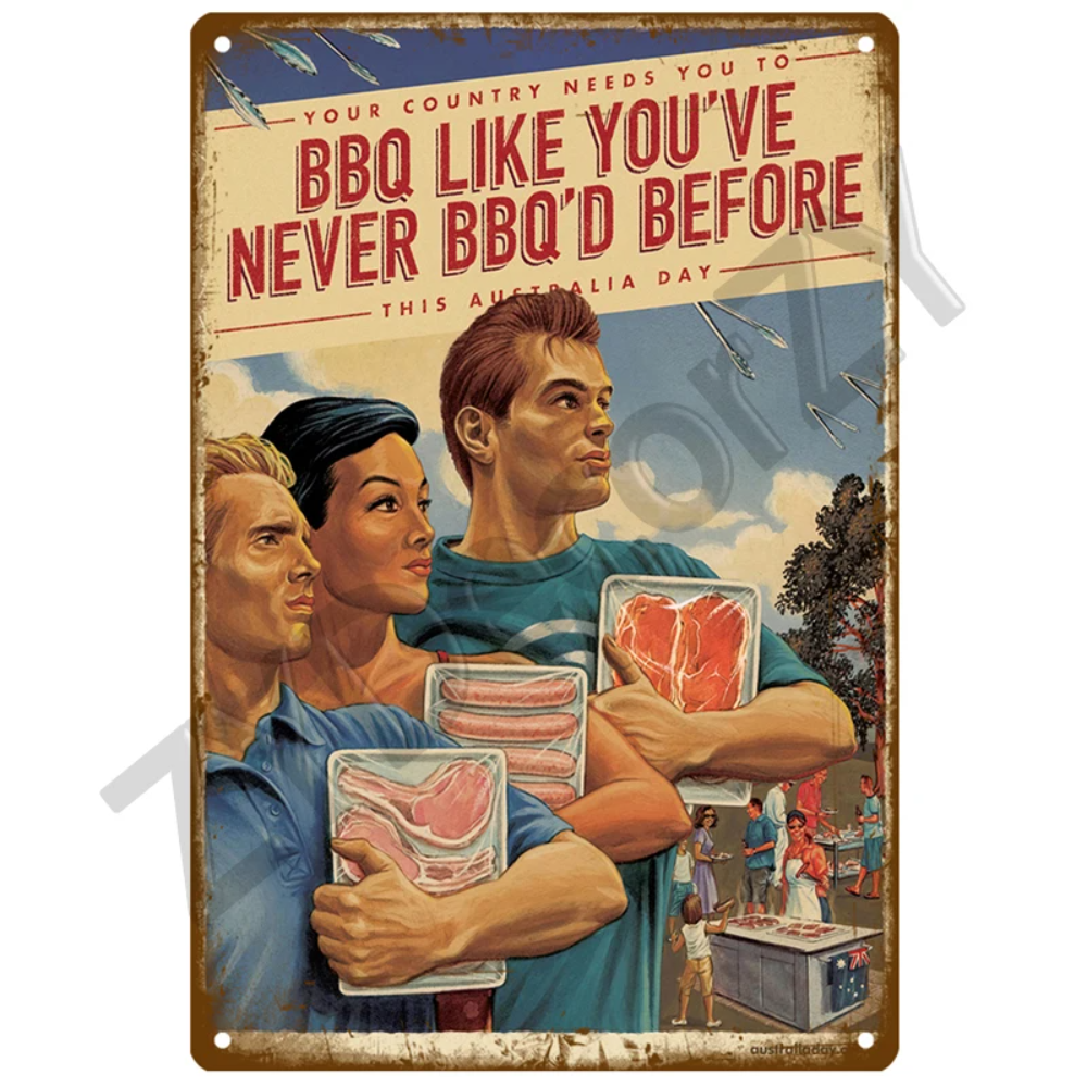 Retro BBQ Sign - Vintage Wall  – Kitchen Up recenzja i cena