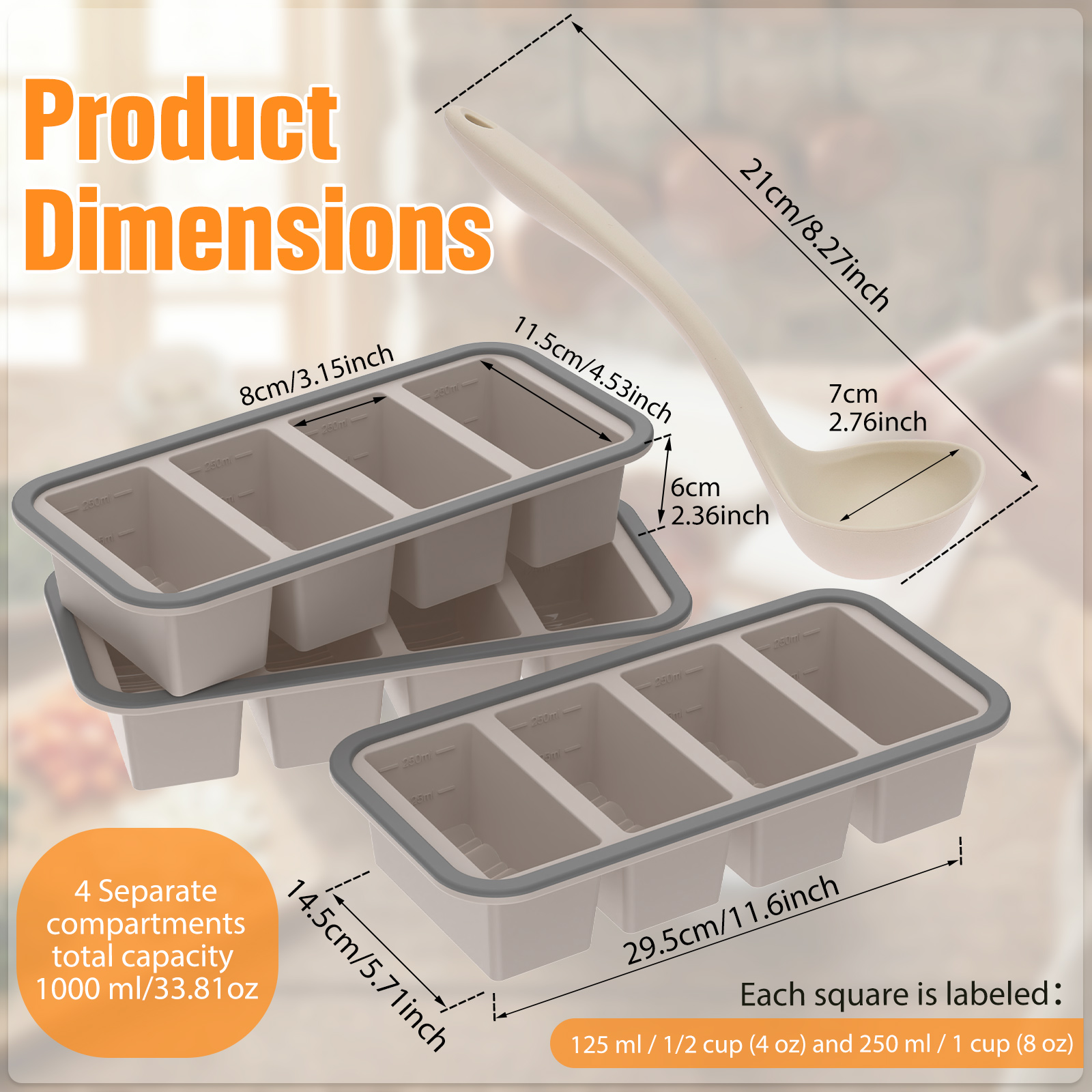 3Pcs Silicone Freezer Trays wi – Kitchen Baking Storage Containers recenzja i cena