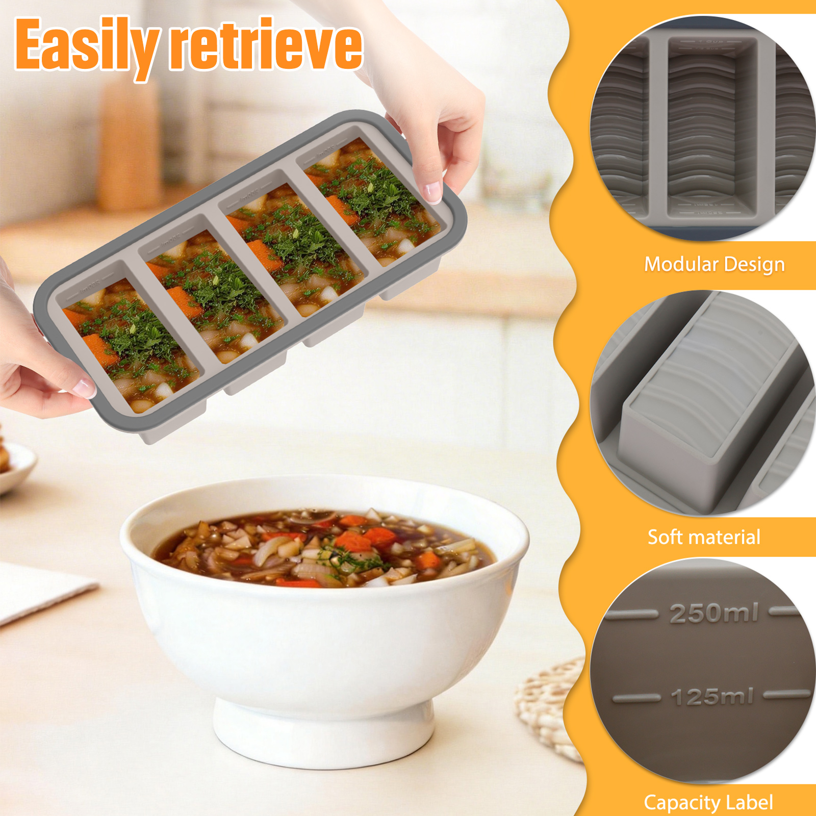 3Pcs Silicone Freezer Trays wi – Kitchen Baking Storage Containers recenzja i cena