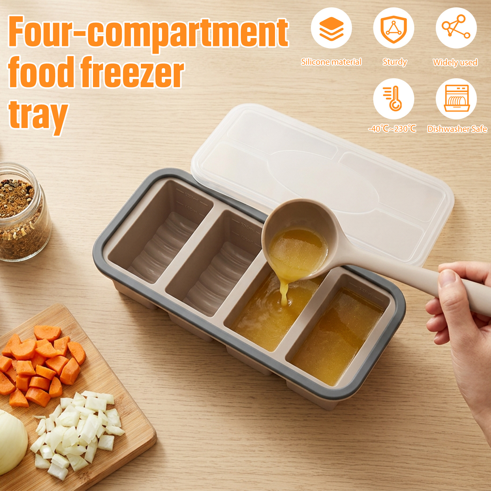 3Pcs Silicone Freezer Trays wi – Kitchen Baking Storage Containers recenzja i cena